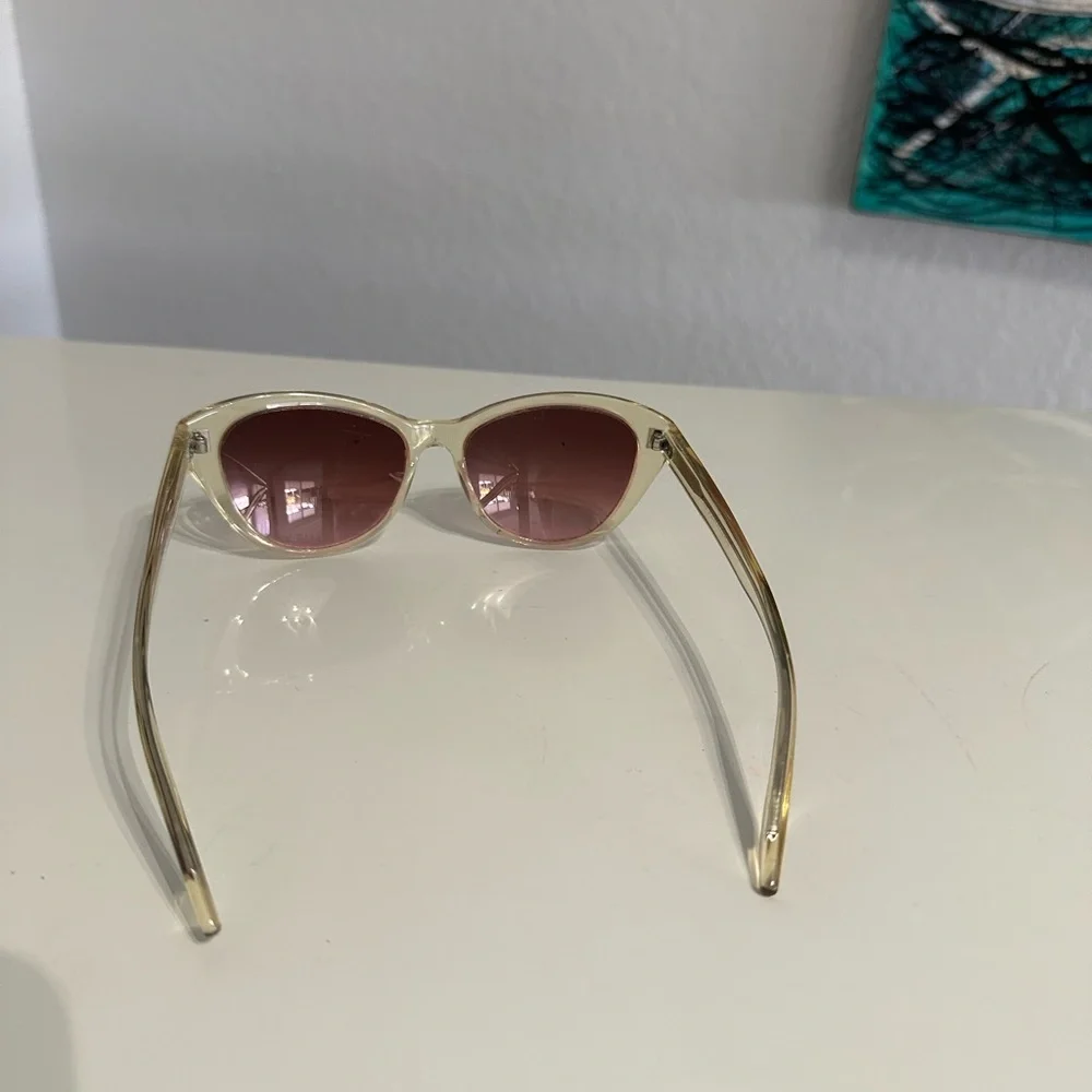 Barton Perreira Clear Frame Sunglasses with Pink Gradient Lenses